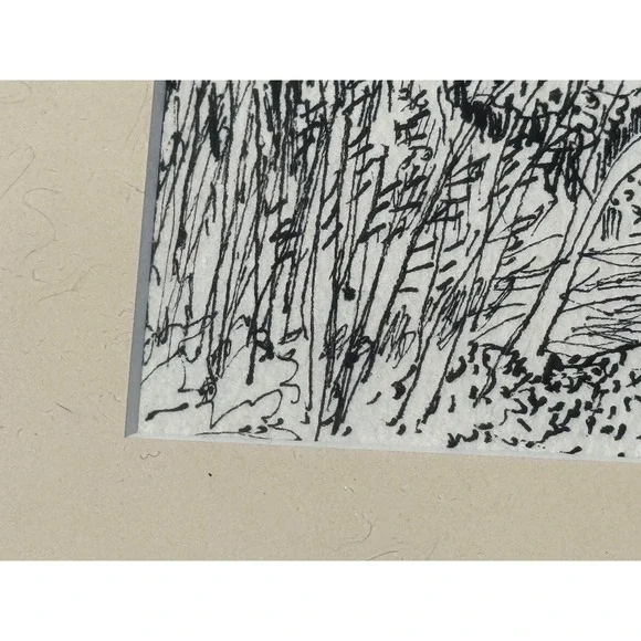 Vintage Pen Sketch‎ Bartlett 1984 FramedLandscape Art Signed Wall Decor